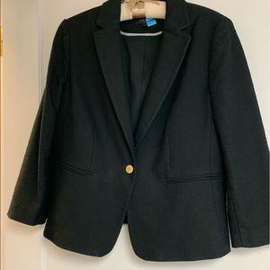 Ann Taylor lines black blazer, gold button detail